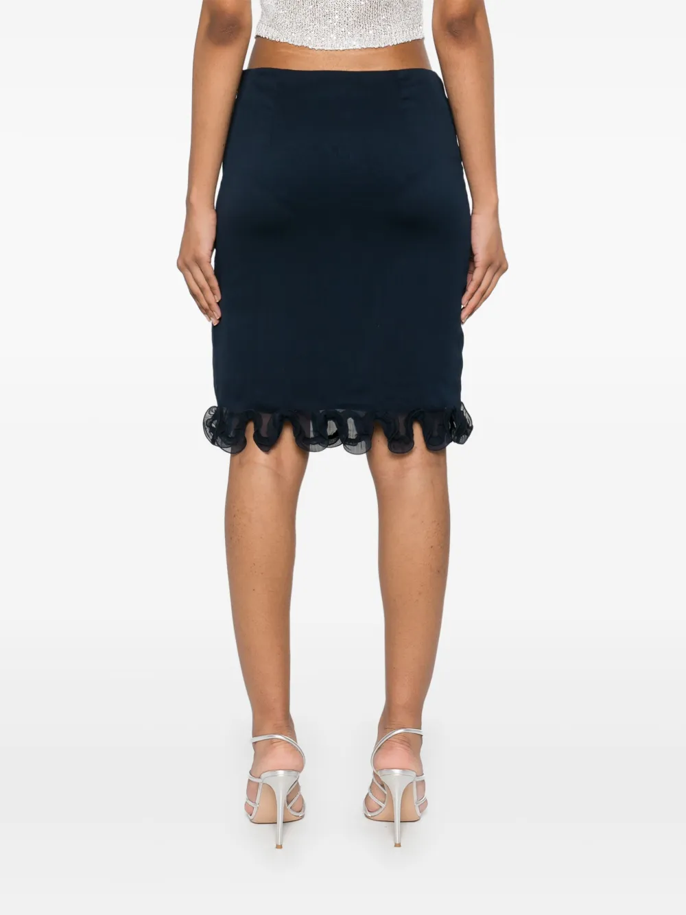 Rotate Birger Christensen Ruffle-trim Chiffon Skirt In Blue