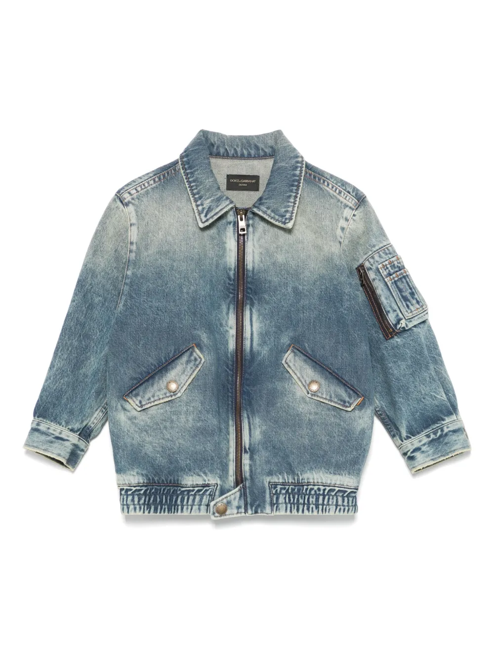Dolce & Gabbana Kids Spijkerjack met logoplakkaat Blauw