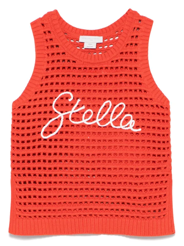 Stella McCartney Kids Blusa Com Trama Aberta Laranja FARFETCH BR