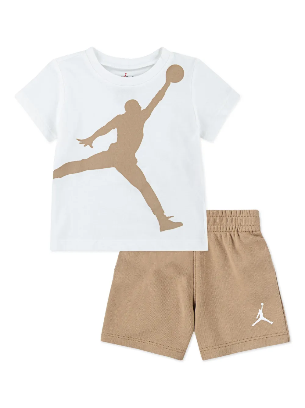 Jordan Kids T-shirt en shorts met logo Bruin