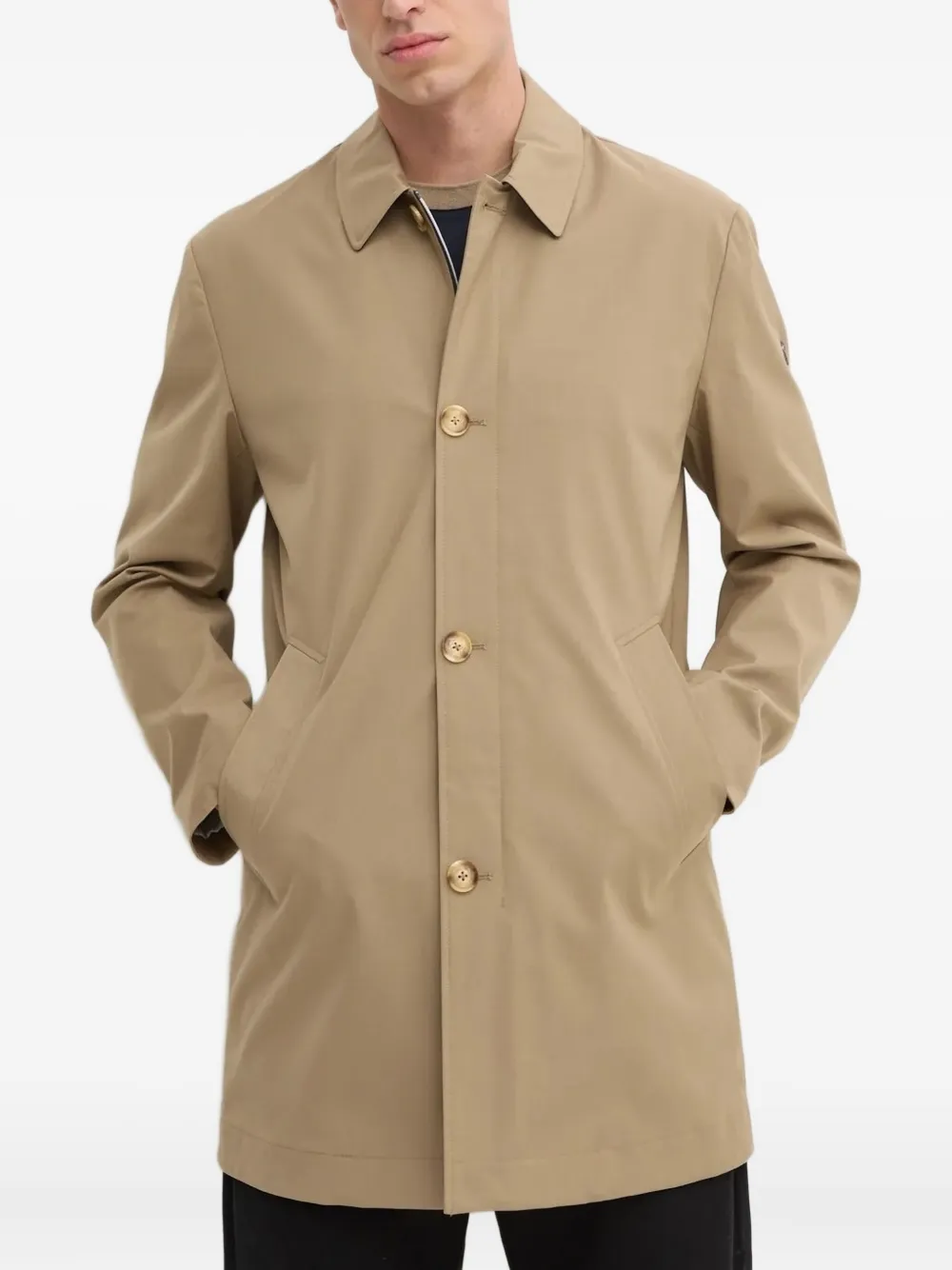 Liu •jo Logo-plaque Buttoned Coat In Brown