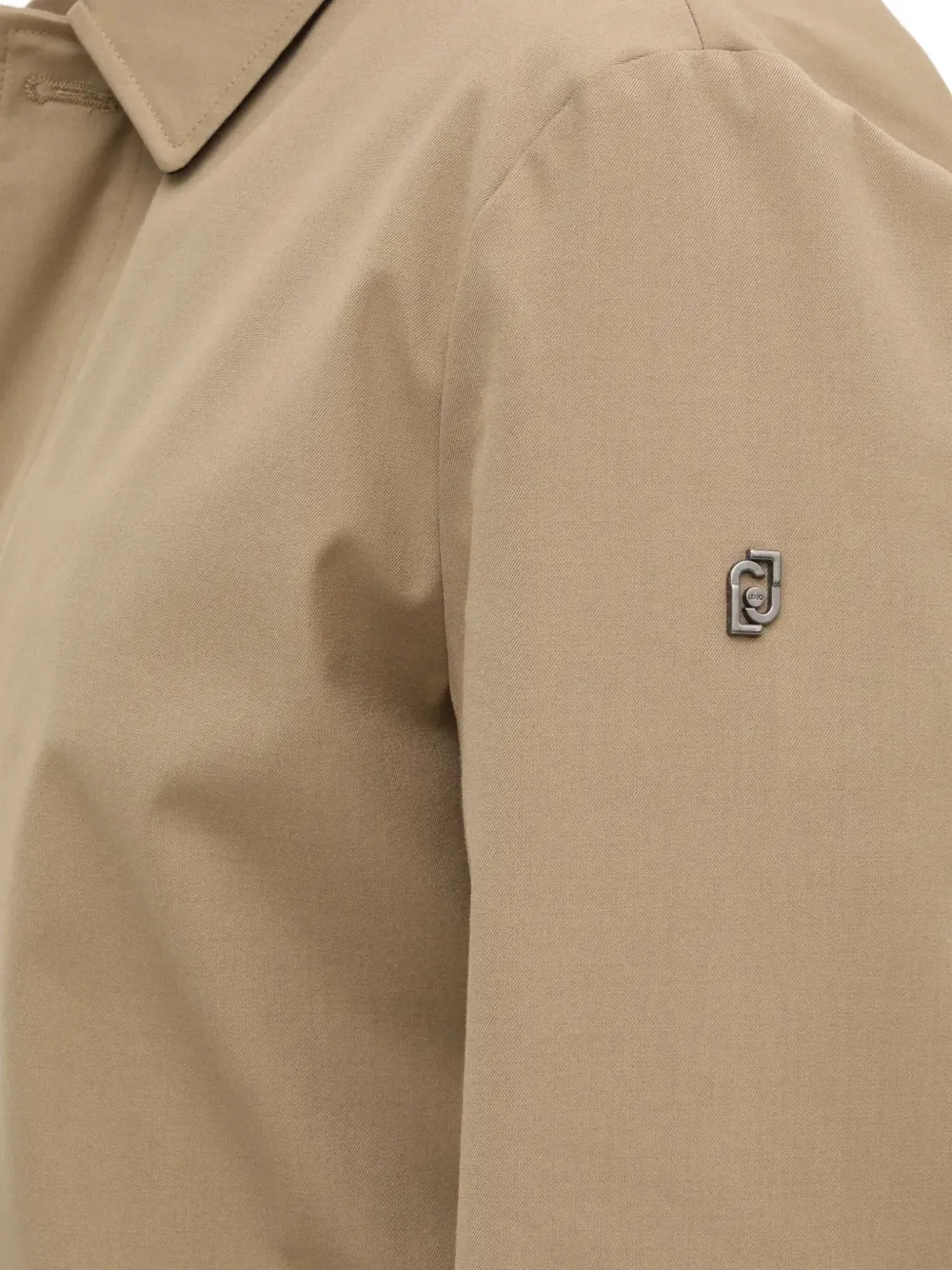 Liu •jo Logo-plaque Buttoned Coat In Brown