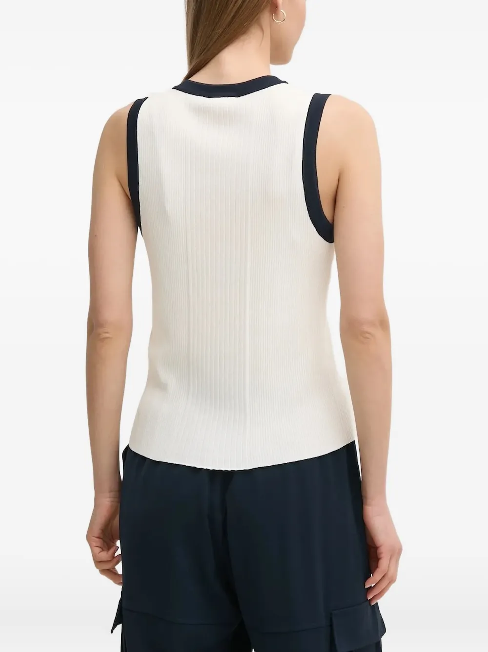 Liu •jo Ribbed-knit Sleeveless Top In Neutral