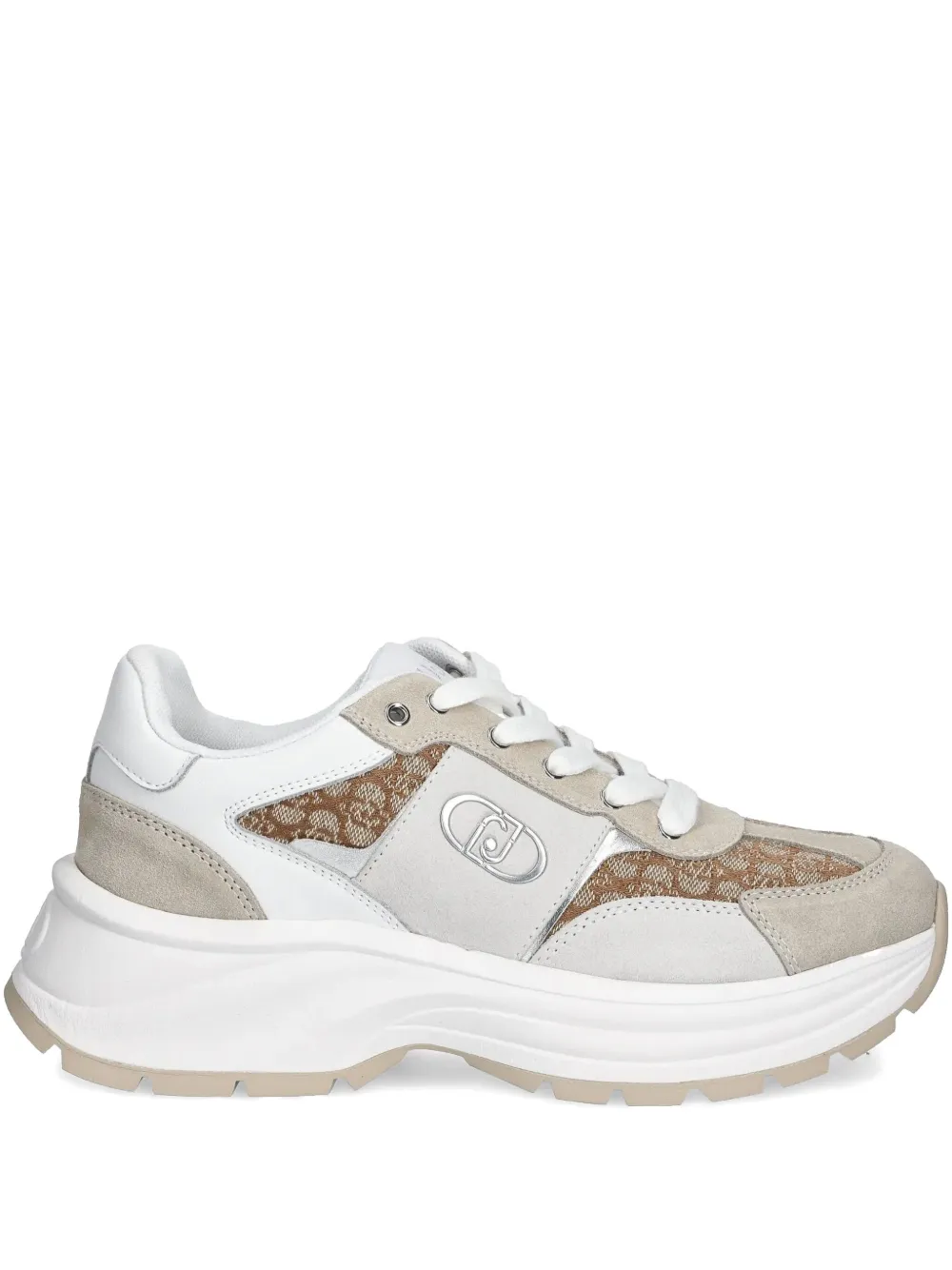 LIU JO Suède sneakers met monogram Beige