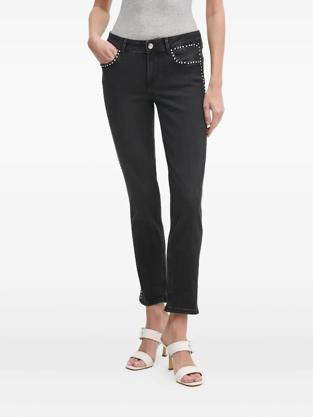 Liu •jo Stud-embellished Jeans In Black