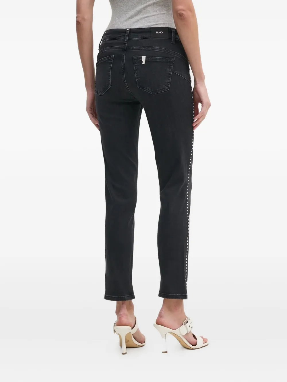 Liu •jo Stud-embellished Jeans In Black