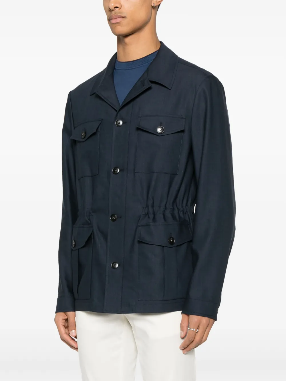 Canali Button-up jack Blauw