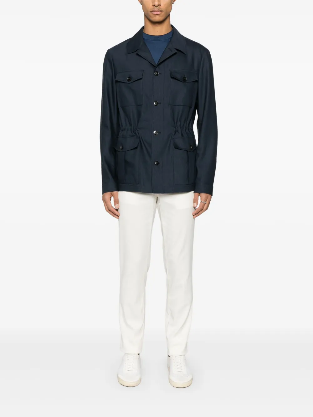 Canali Button-up jack Blauw