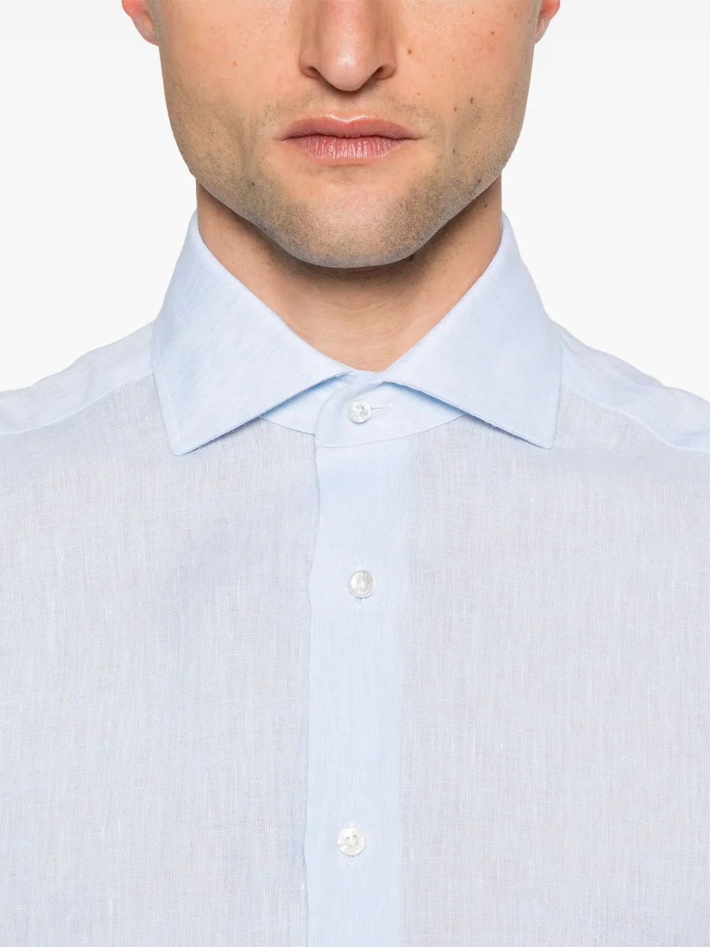 Barba Linnen overhemd Blauw