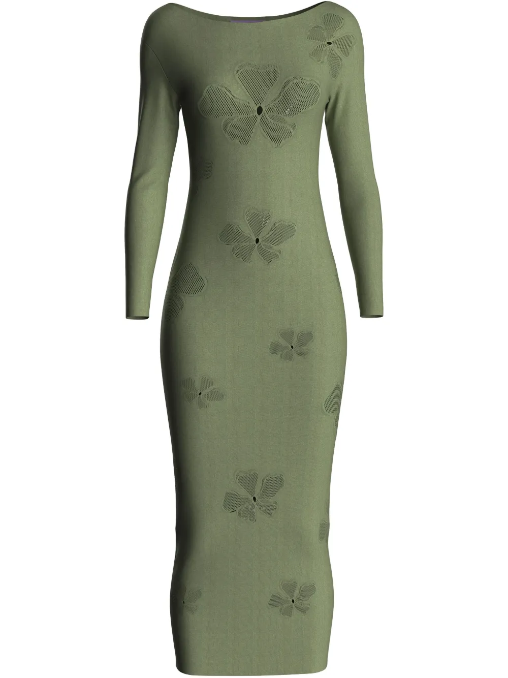 Maccapani Monogram-pattern Midi Dress In Green