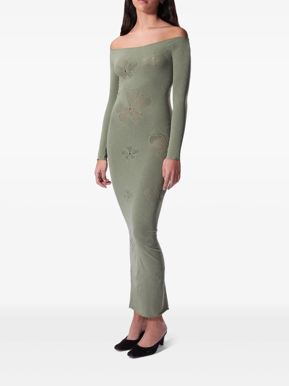 Maccapani monogram-pattern midi dress - Groen