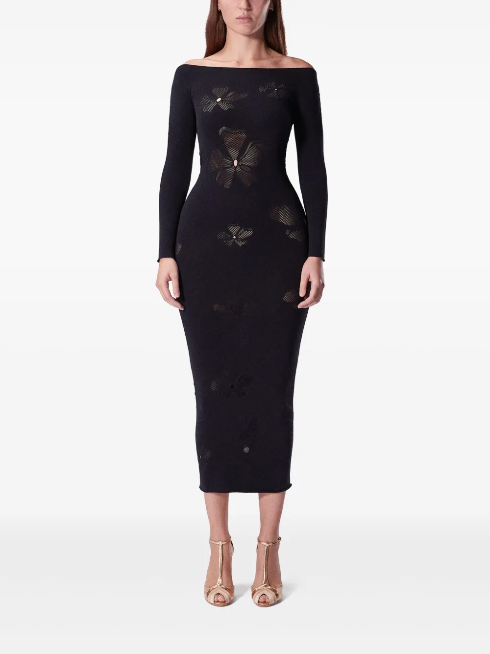 Maccapani monogram-pattern midi dress - Zwart