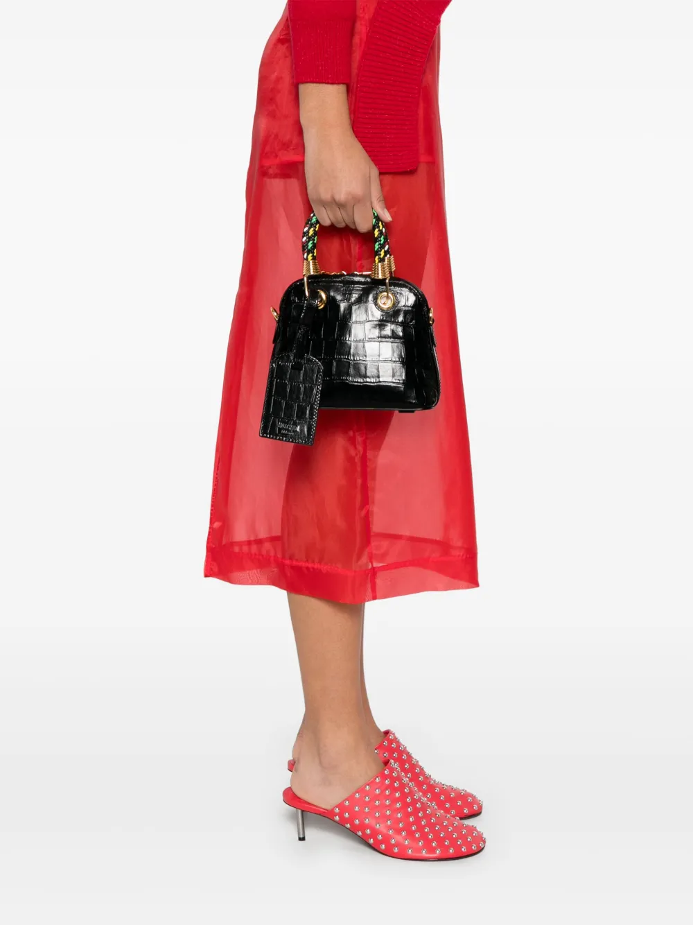 Moschino Shopper met krokodillen-reliëf - Zwart