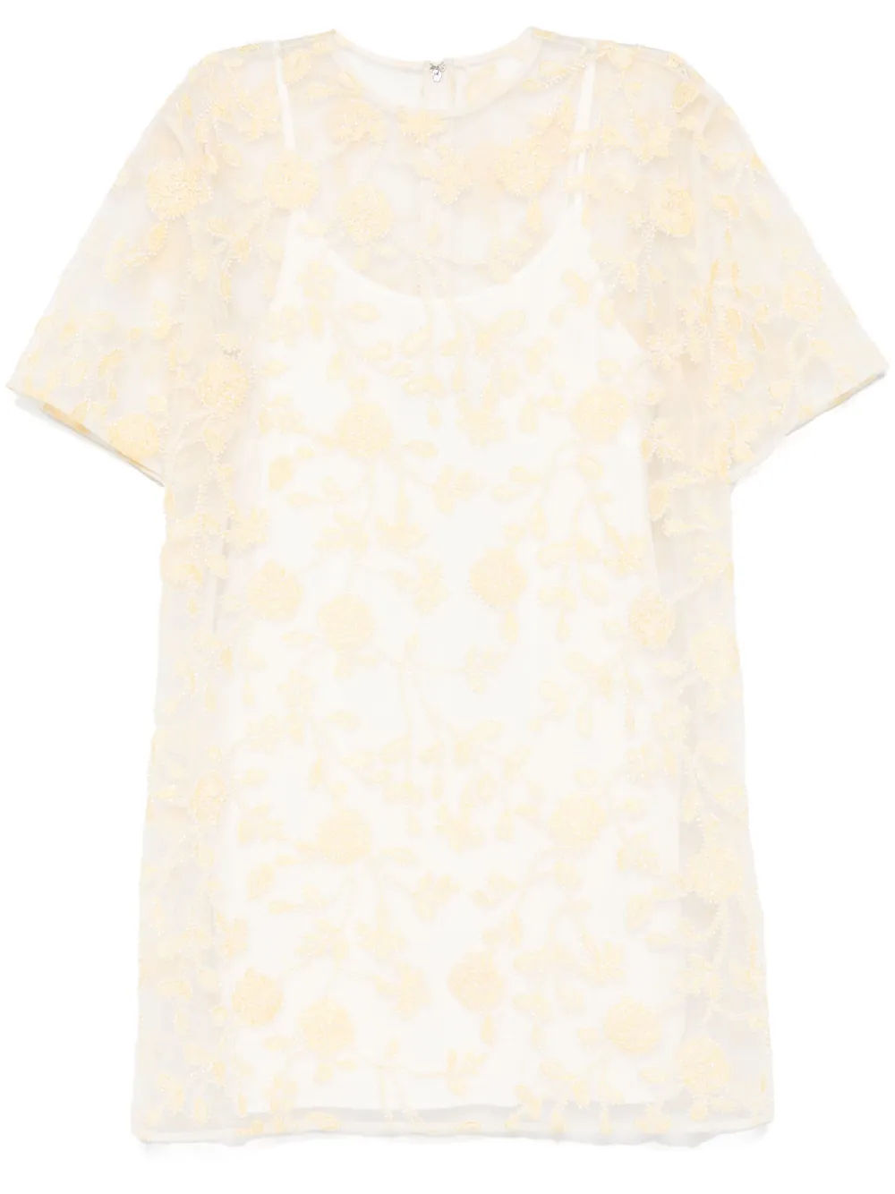 ROTATE BIRGER CHRISTENSEN robe courte ornée de perles à fleurs brodées | jaune | Image 1