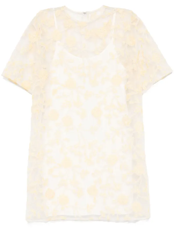 alexis adeline floral embroidered dress SEASHELL SILVER BEADED MINI DRESS | CULT MIA main image 1