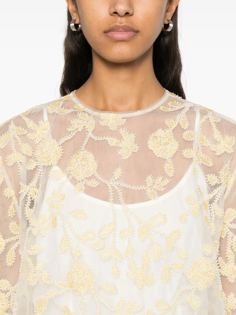 ROTATE BIRGER CHRISTENSEN Mini-jurk met geborduurde bloemen en kralen Geel