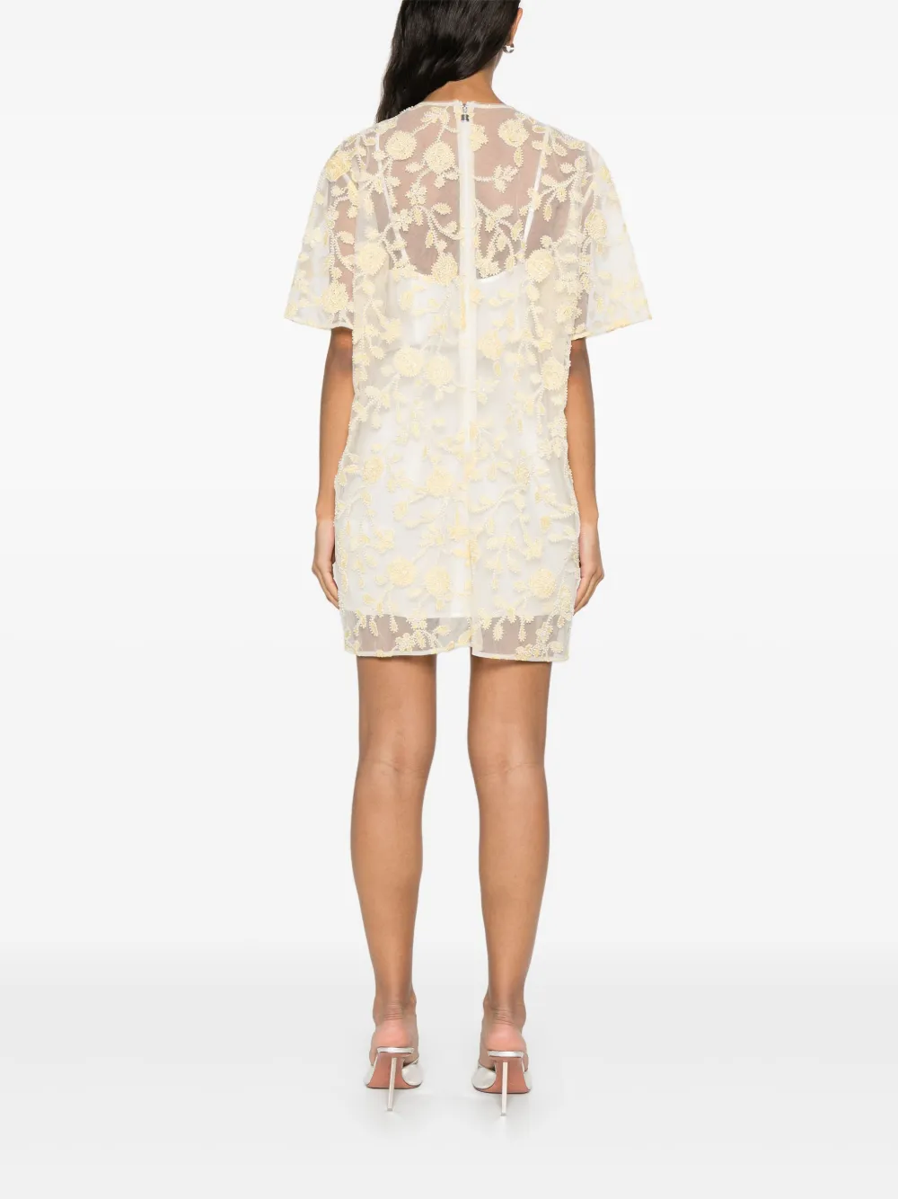 ROTATE BIRGER CHRISTENSEN Mini-jurk met geborduurde bloemen en kralen Geel