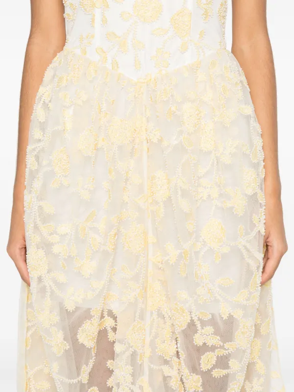 ROTATE BIRGER CHRISTENSEN floral-beaded Midi Dress | Yellow | FARFETCH ID ROTATE BIRGER CHRISTENSEN floral-beaded Midi Dress | Yellow | FARFETCH ID