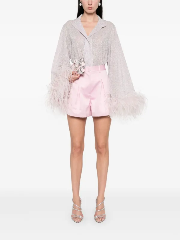 【関税&送料込】Rotate Birger Christensen High Waisted Short ROTATE BIRGER CHRISTENSEN Satin high-waisted Shorts | Pink