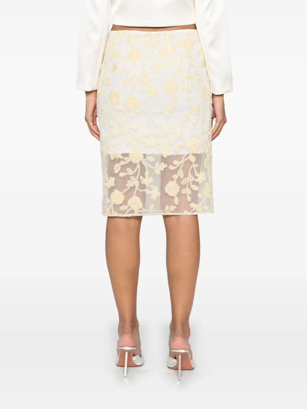 ROTATE BIRGER CHRISTENSEN Kokerrok met bloemenprint Geel
