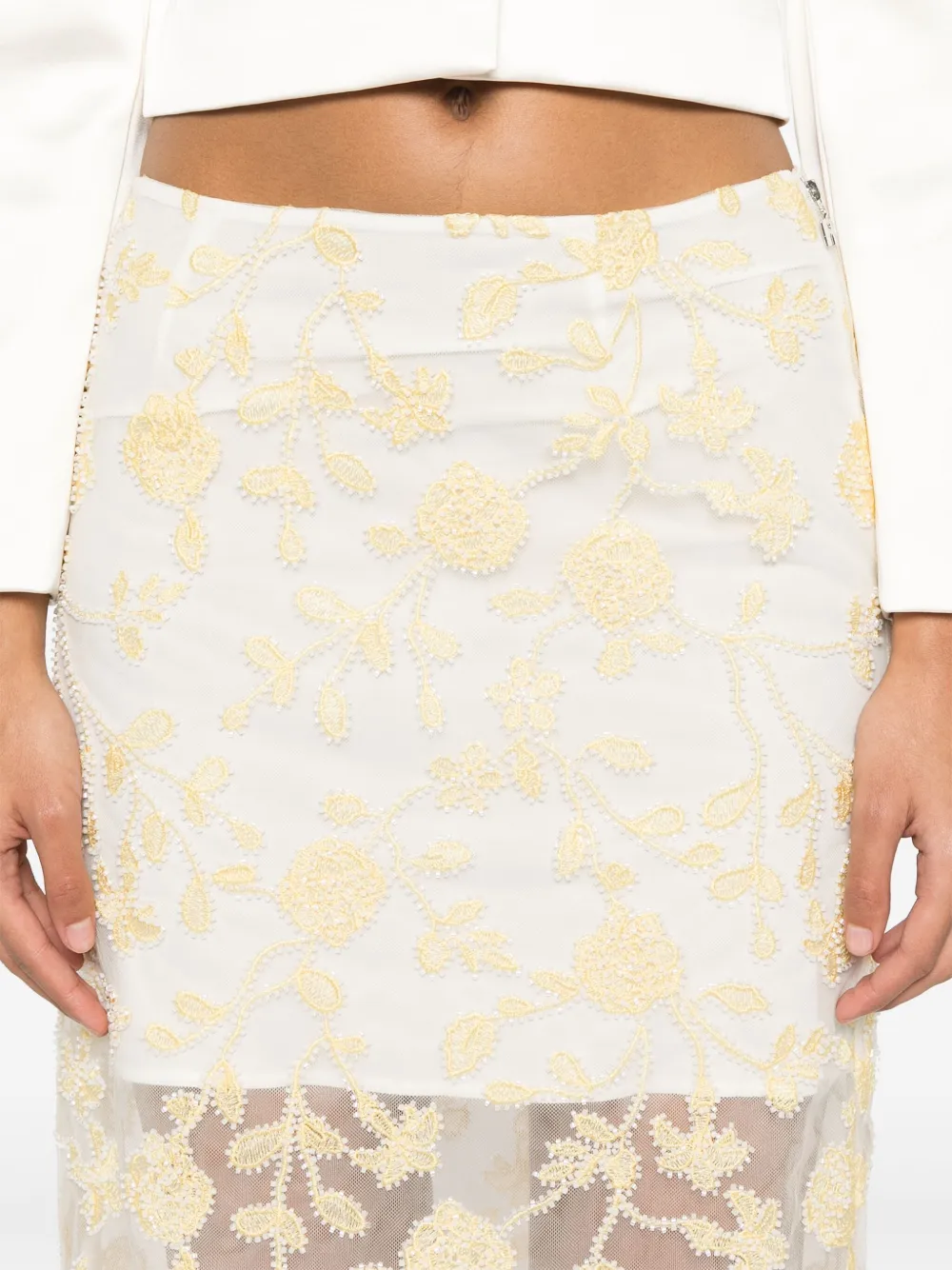 ROTATE BIRGER CHRISTENSEN Kokerrok met bloemenprint Geel