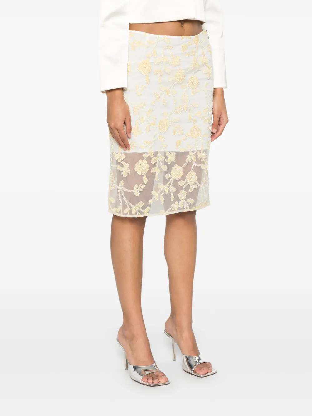 ROTATE BIRGER CHRISTENSEN Kokerrok met bloemenprint Geel