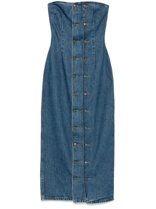 rotate denim dress ROTATE BIRGER CHRISTENSEN Lace-up Denim Mini Dress in Blue