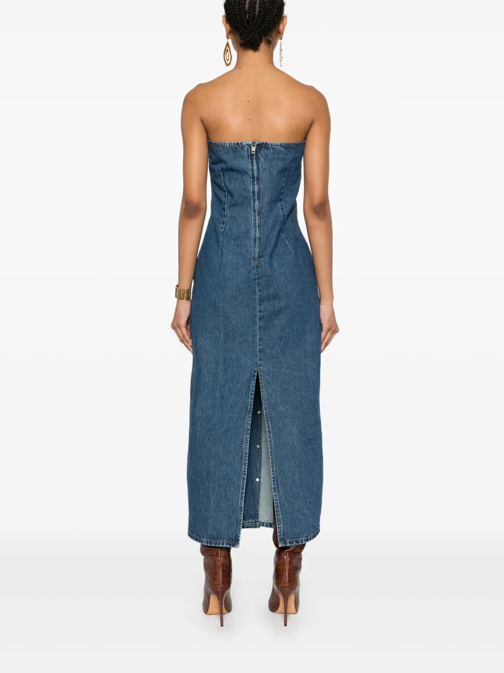ROTATE BIRGER CHRISTENSEN Denim jurk met knoopdetail Blauw
