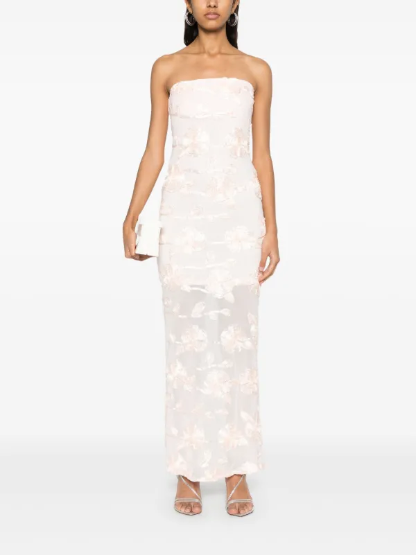 ROTATE ワンピース Floral strapless mesh maxi dress981811 ROTATE Flower Mesh Tube Dress | Shopbop