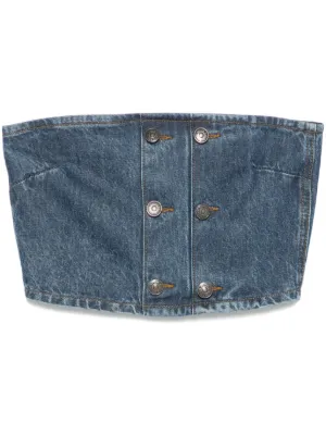 Prada Denim Strapless Crop Top | Blue | FARFETCH