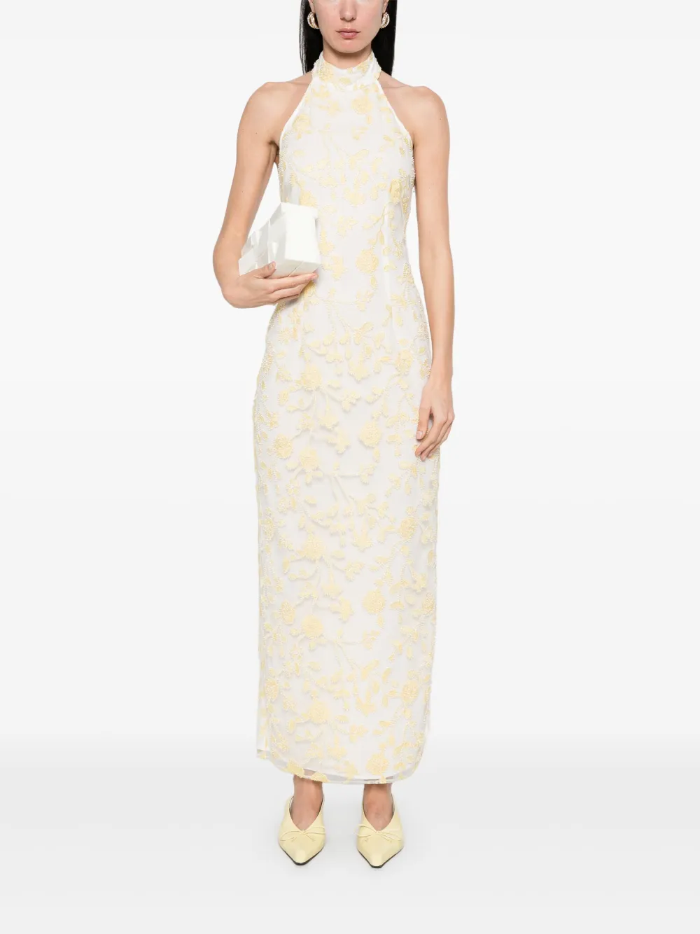 ROTATE BIRGER CHRISTENSEN Maxi-jurk met kralen en bloemen - Wit