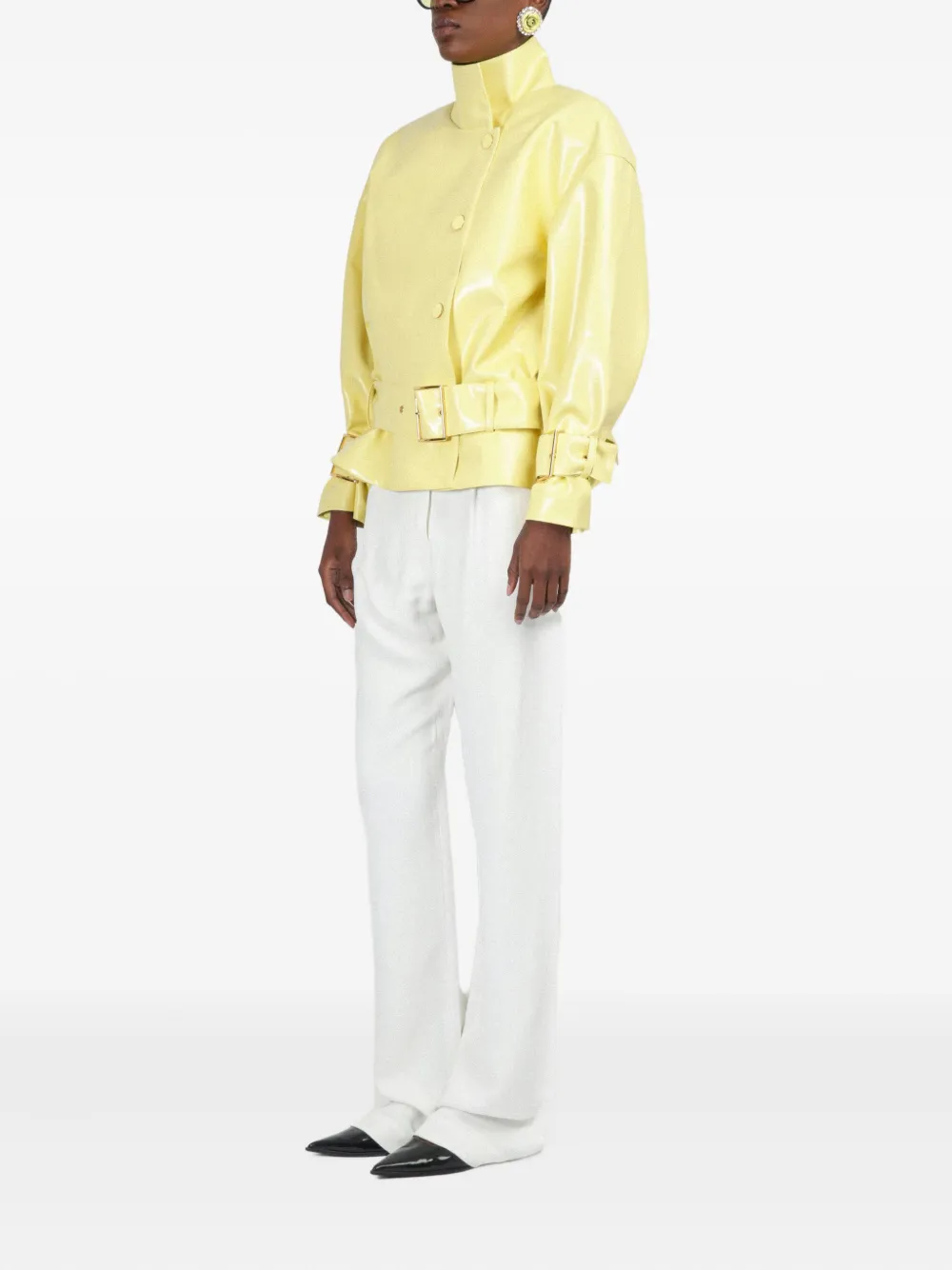 Rowen Rose Oversized bomberjack van imitatieleer Geel
