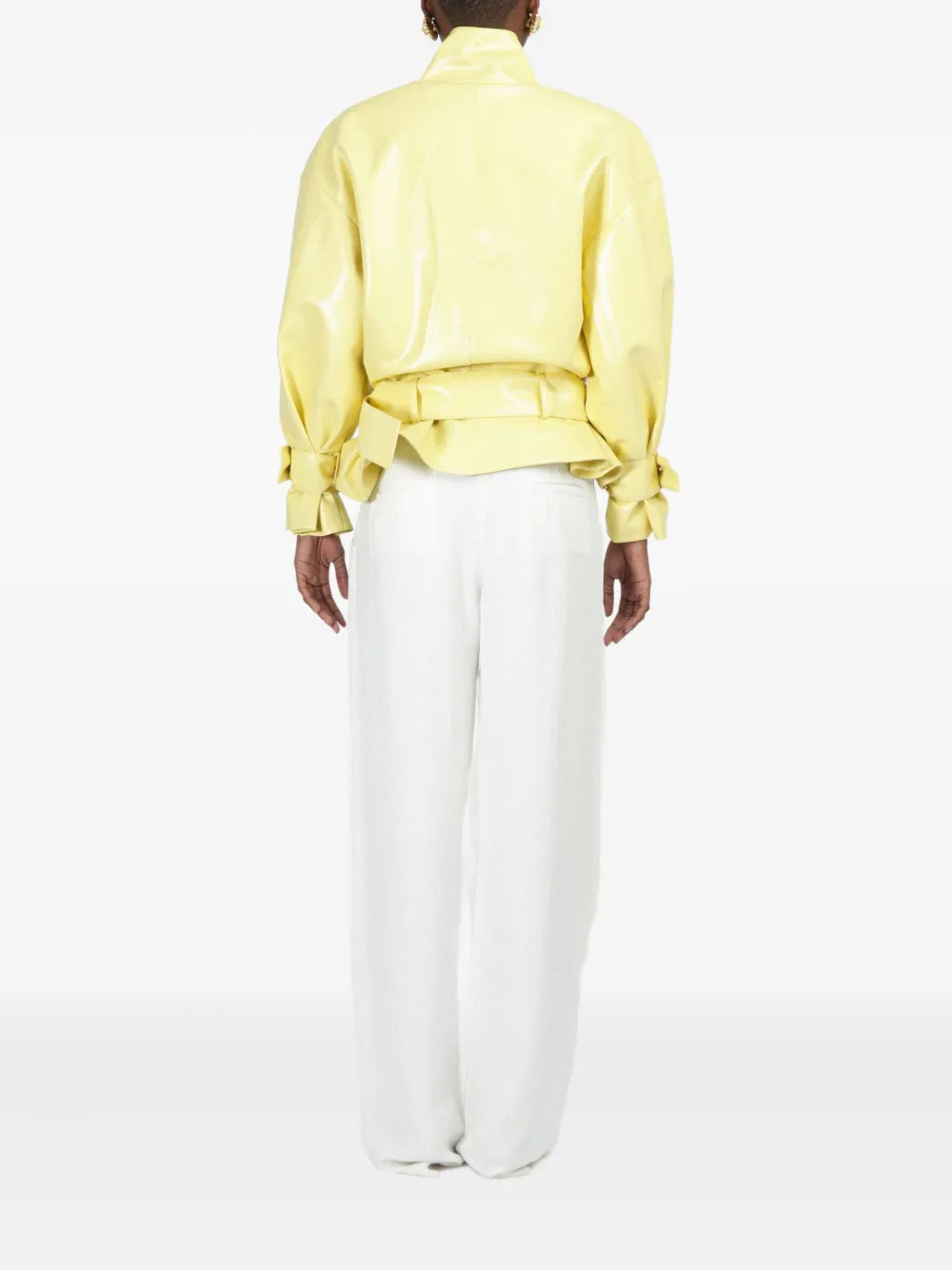 Rowen Rose Oversized bomberjack van imitatieleer Geel