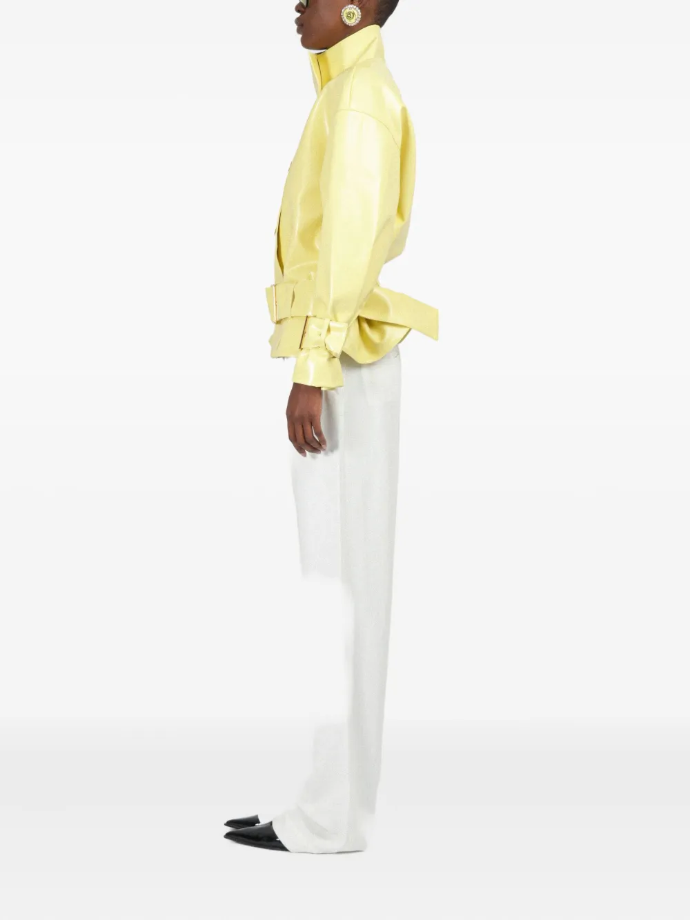 Rowen Rose Oversized bomberjack van imitatieleer Geel