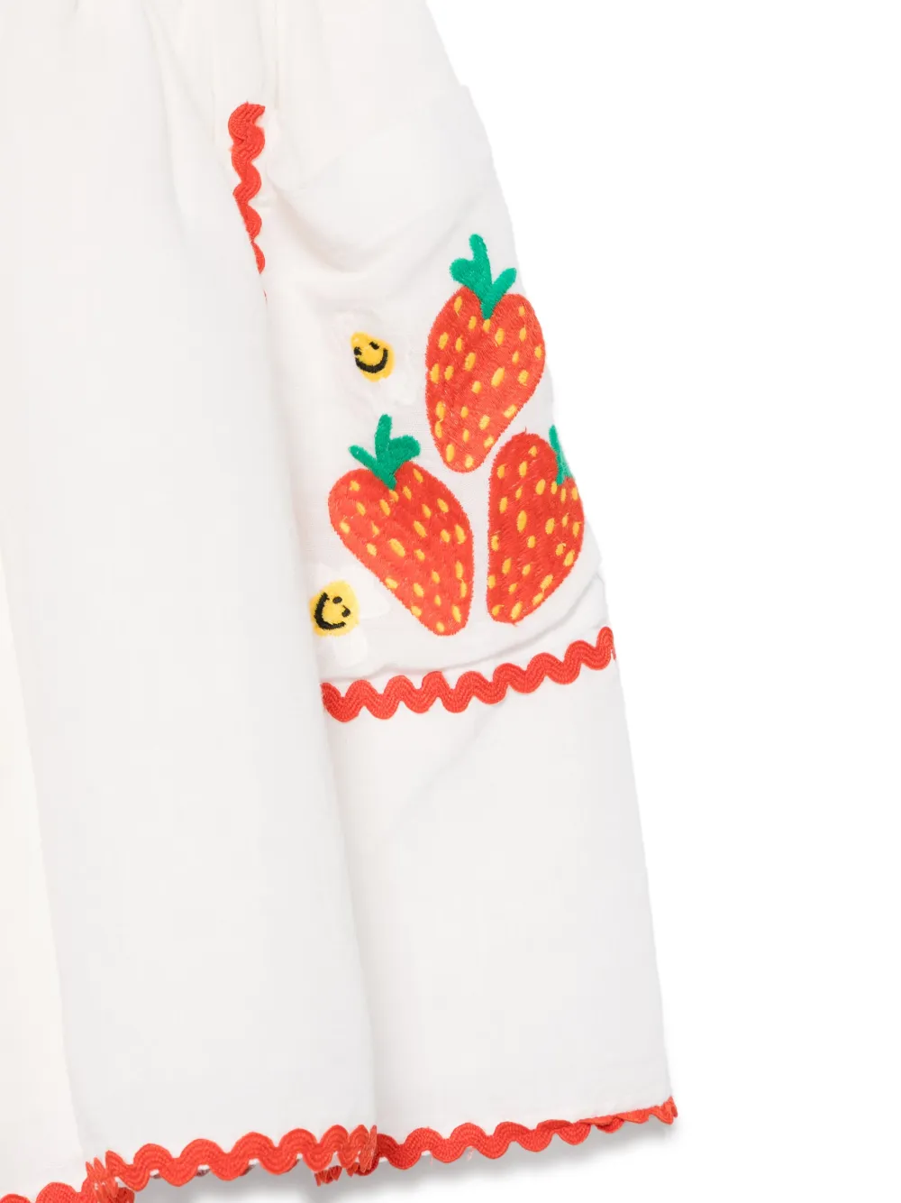 Stella McCartney Kids Jurk met geborduurde aardbei Wit