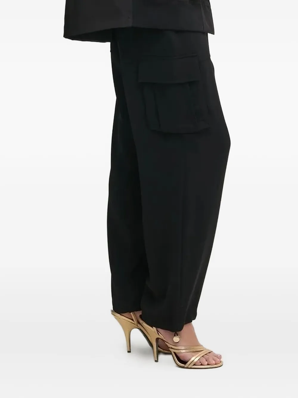 LIU JO logo-plaque cargo trousers - ブラック LIU JO logo-plaque cargo trousers - ブラック
