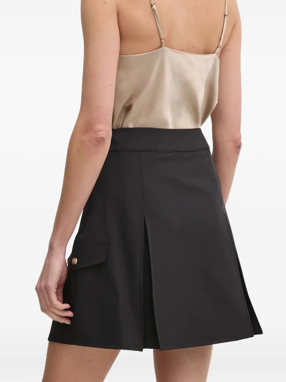 Liu •jo Pleated Pocketed Mini A-line Skirt In Black