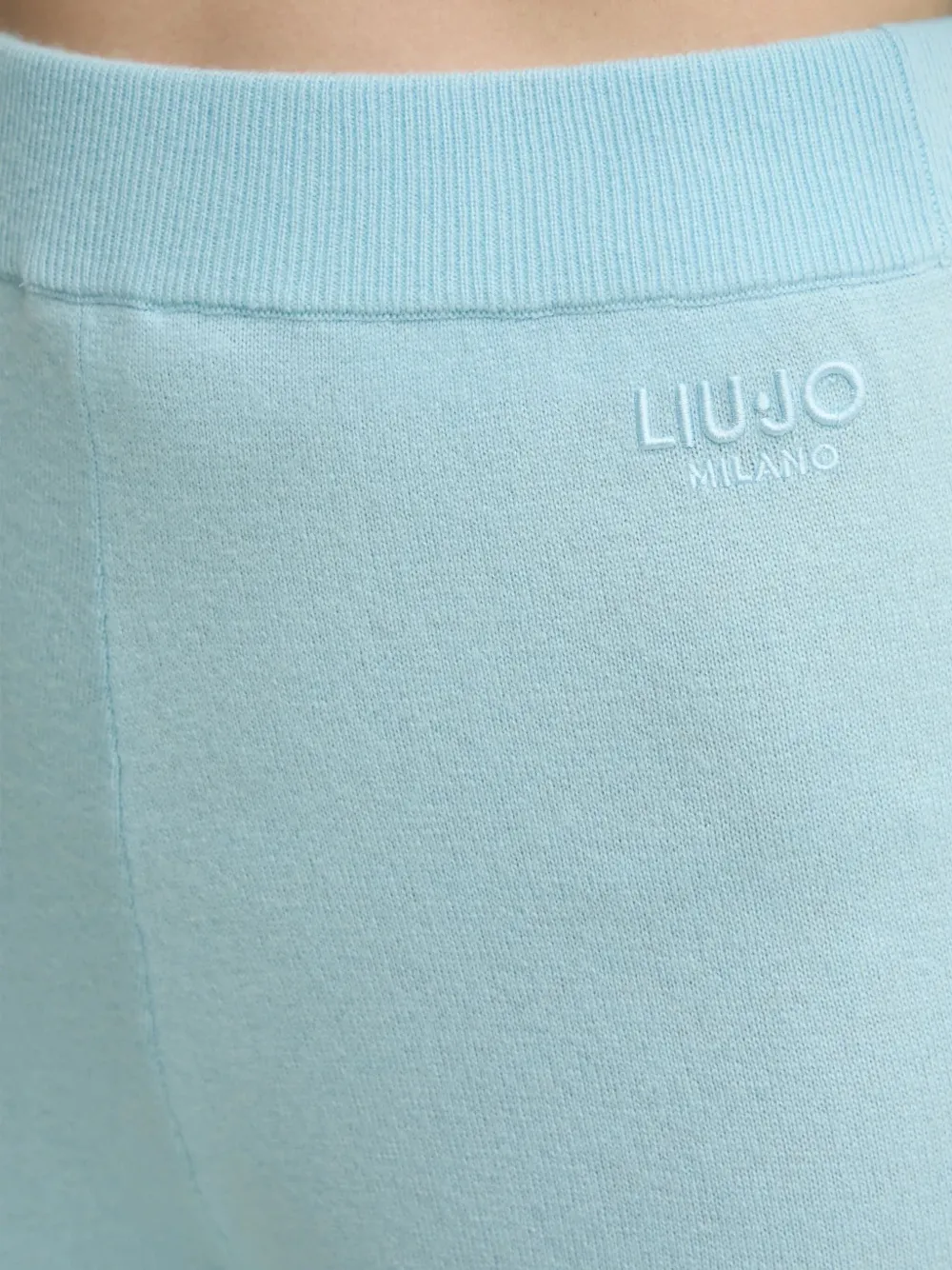 Liu •jo Logo-embroidered Flared Trousers In Blue