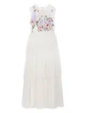 MAISON AVA floral-embroidery dress - White