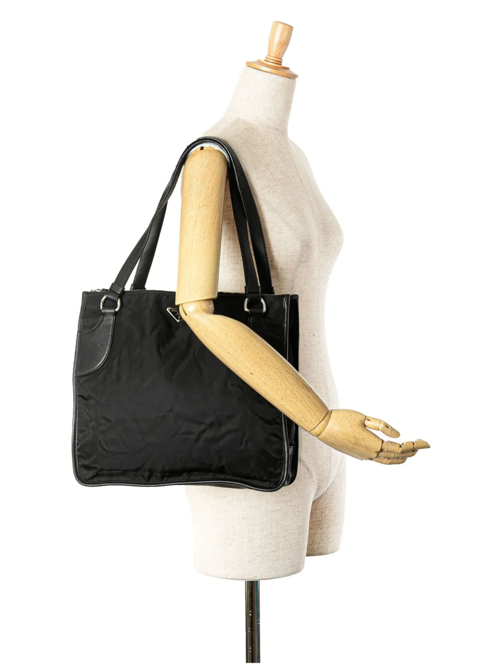 Prada Pre-Owned 2013-2024 Tessuto leren shopper met afwerking - Zwart