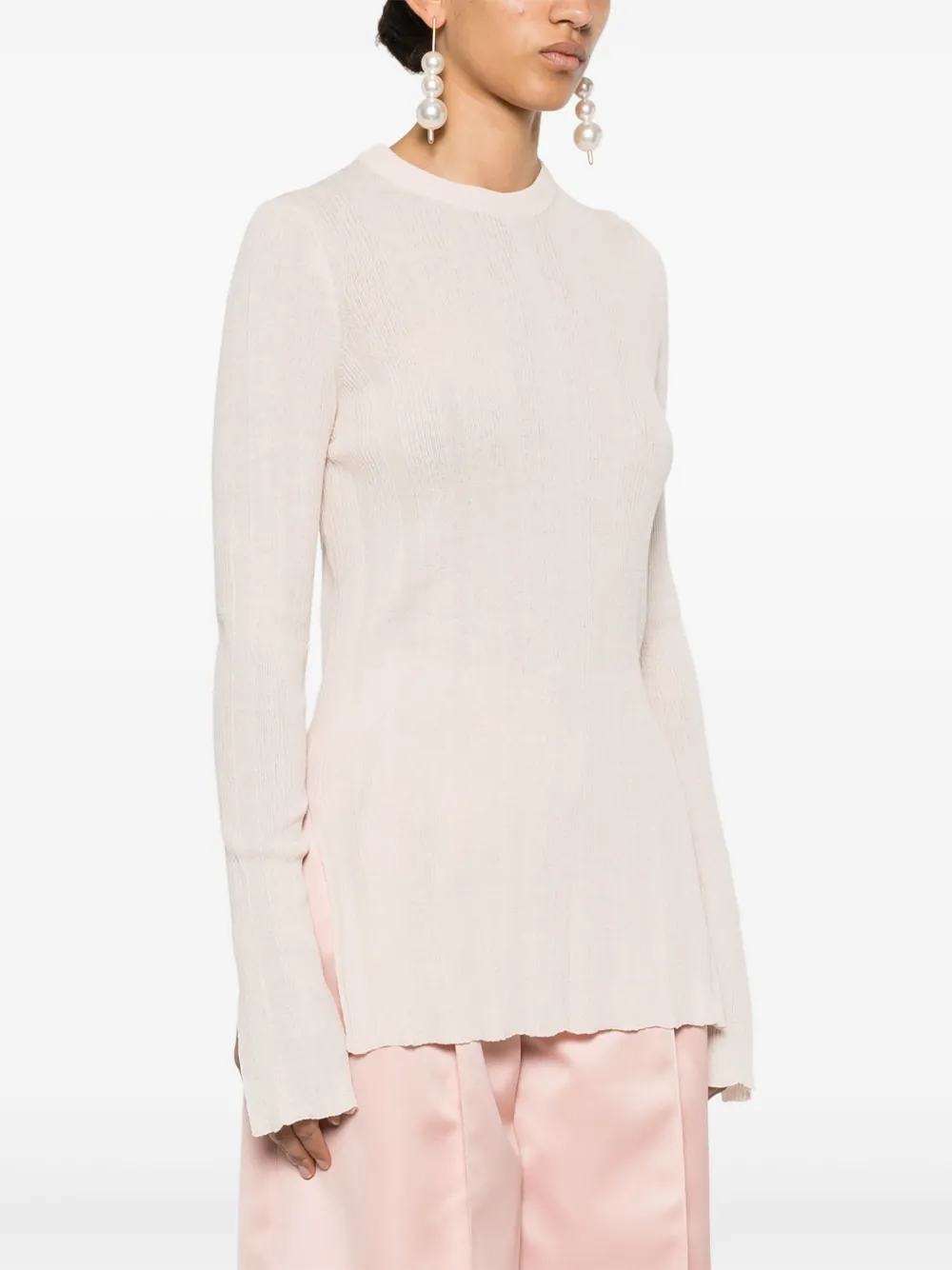 Shop Jil Sander Fine-ribbed Top In Neutrals
