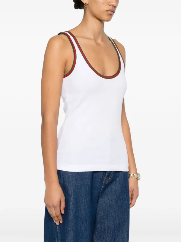 Gucci Web-Stripe Ribbed Tank Top | White | FARFETCH