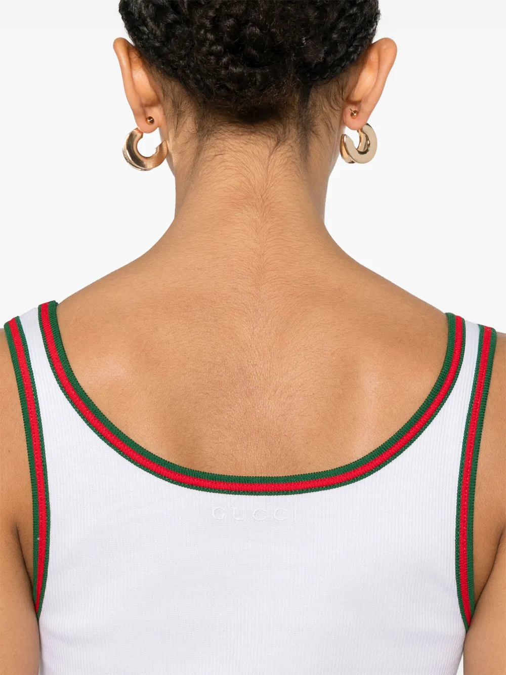 Gucci Geribbelde tanktop met Web-streep Wit