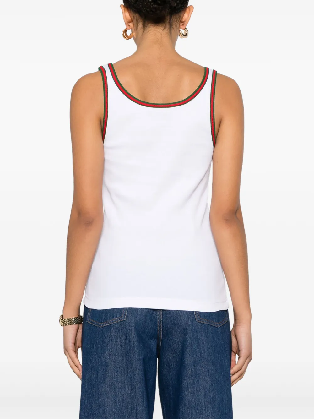 Gucci Geribbelde tanktop met Web-streep Wit