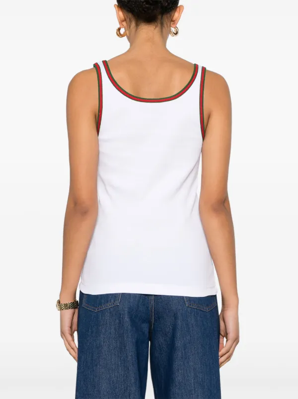 Gucci Web-Stripe Ribbed Tank Top | White | FARFETCH