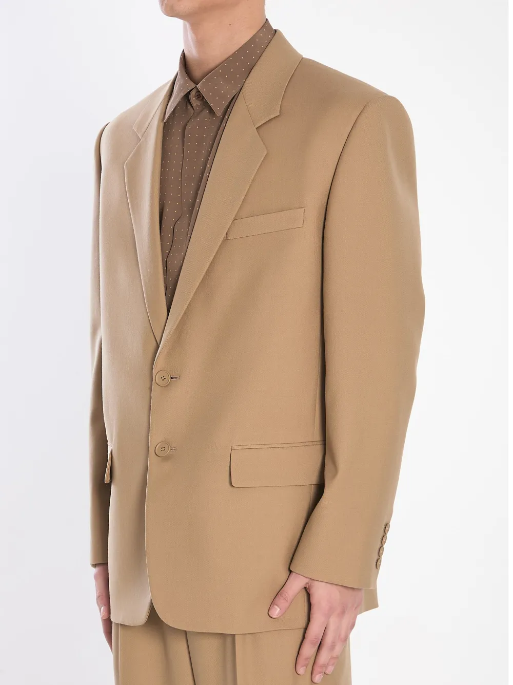 Saint Laurent Paris Men Wool Gabardine Single-breasted Jacket In Green