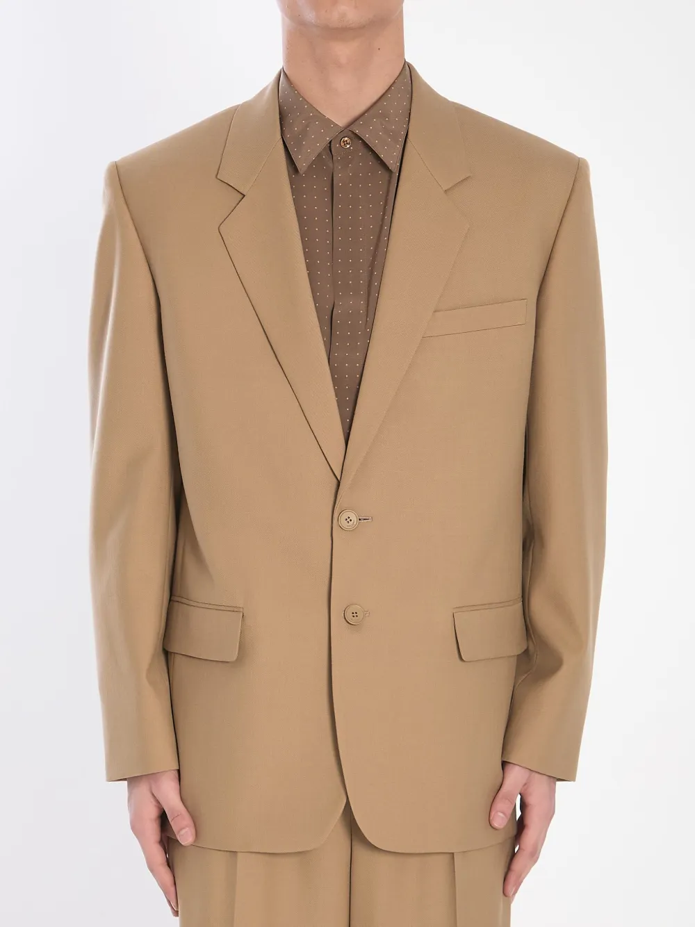 Saint Laurent Paris Men Wool Gabardine Single-breasted Jacket In Green