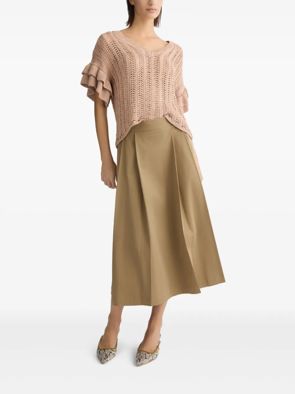 LIU JO Beige pleated skirt