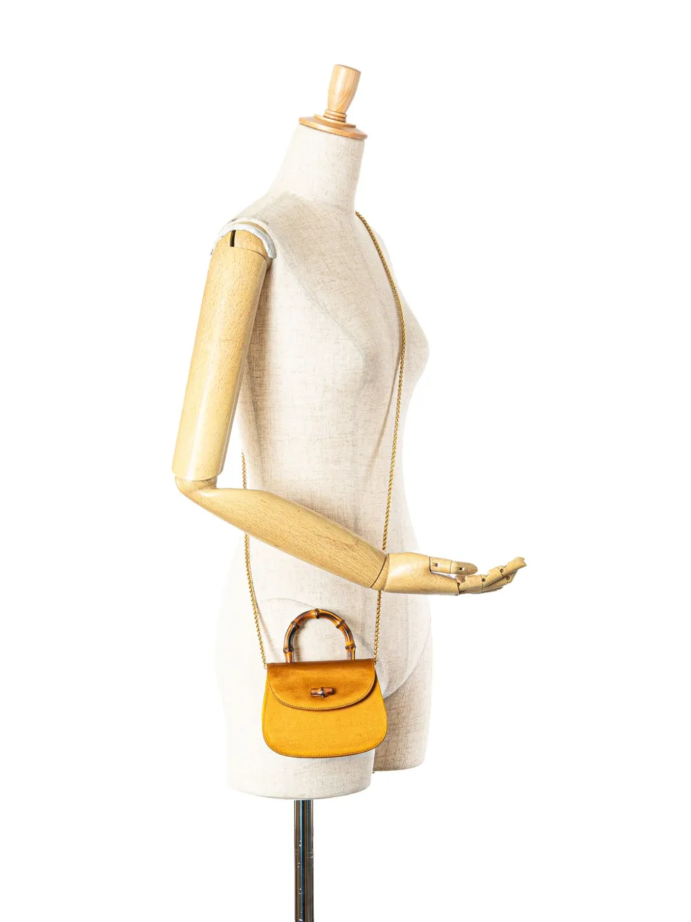 Gucci Pre-Owned 1900s Mini Satin Bamboo Night boekentas - Goud