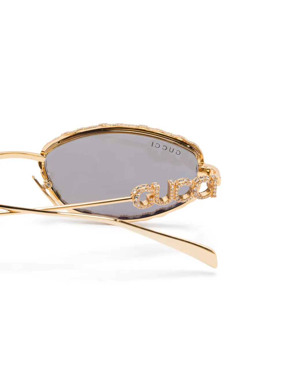 Gucci Eyewear Zonnebril met ovalen montuur Goud